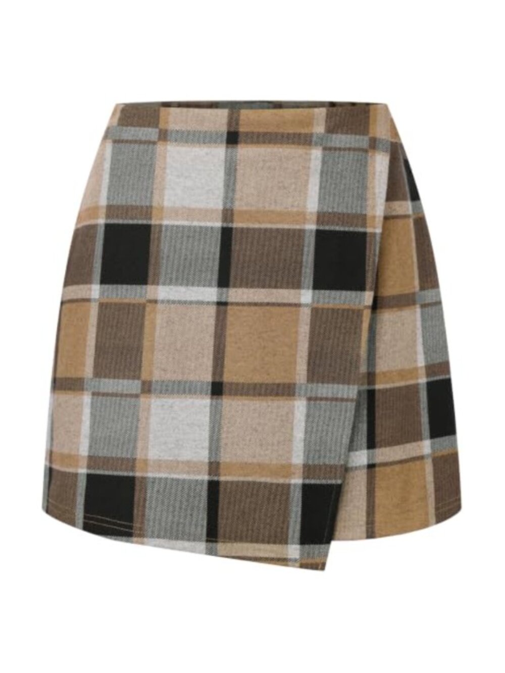 High Waisted Plaid Mini Skirt A-Line Zip Up Lined Shorts